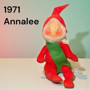 Vintage 1971 Annalee Mobilitee Elf Doll 14” Poseable Christmas Felt Figure